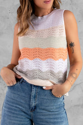 Chevron Stripe Sleeveless Knit Top - Shah S. Sahota